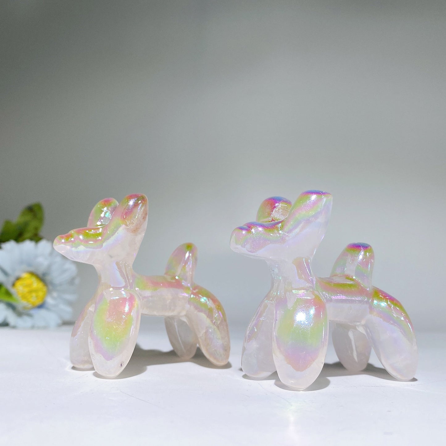 2.3" Angel Aura Balloon Dog Carvings Crystal Healing Bulk Wholesale