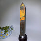 42cm Large Sunset Flash Labradorite Tower with Wooden Stand Crystal Healing