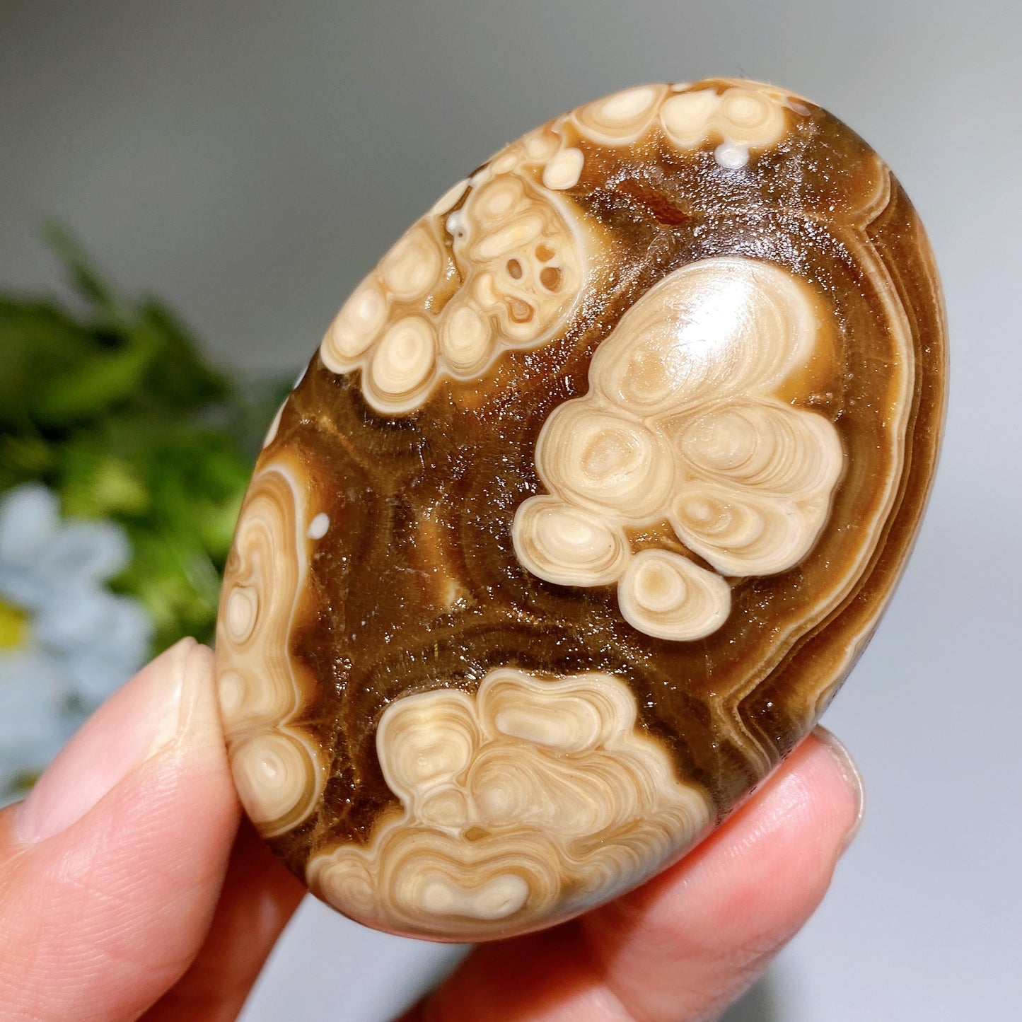 2.4" Chocolate Calcite Palm Stone Crystal Healing Bulk Wholesale