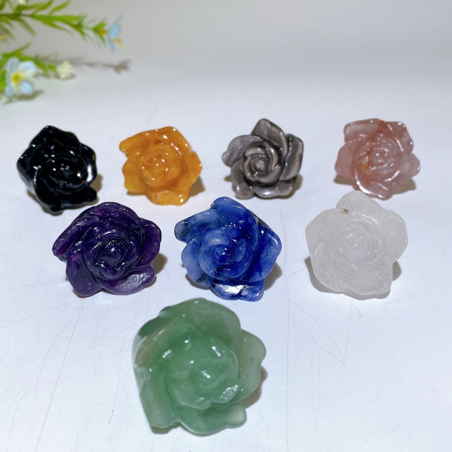 1.1" Crystal Flower Carvings Crystal Healing Bulk Wholesale