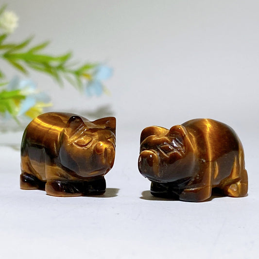 0.9" Yellow Tiger's Eye Pig Carvings Crystal Healing Bulk Wholesale