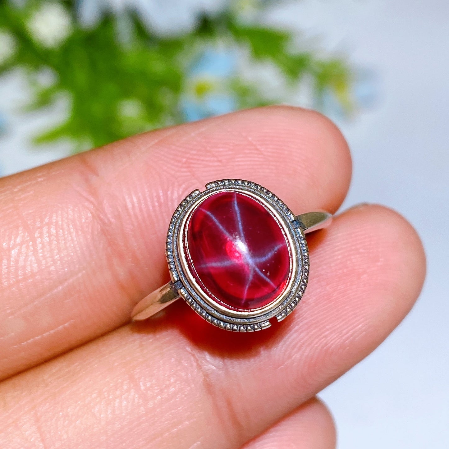 S925 Star Ruby Ring Crystal Healing Bulk Wholesale