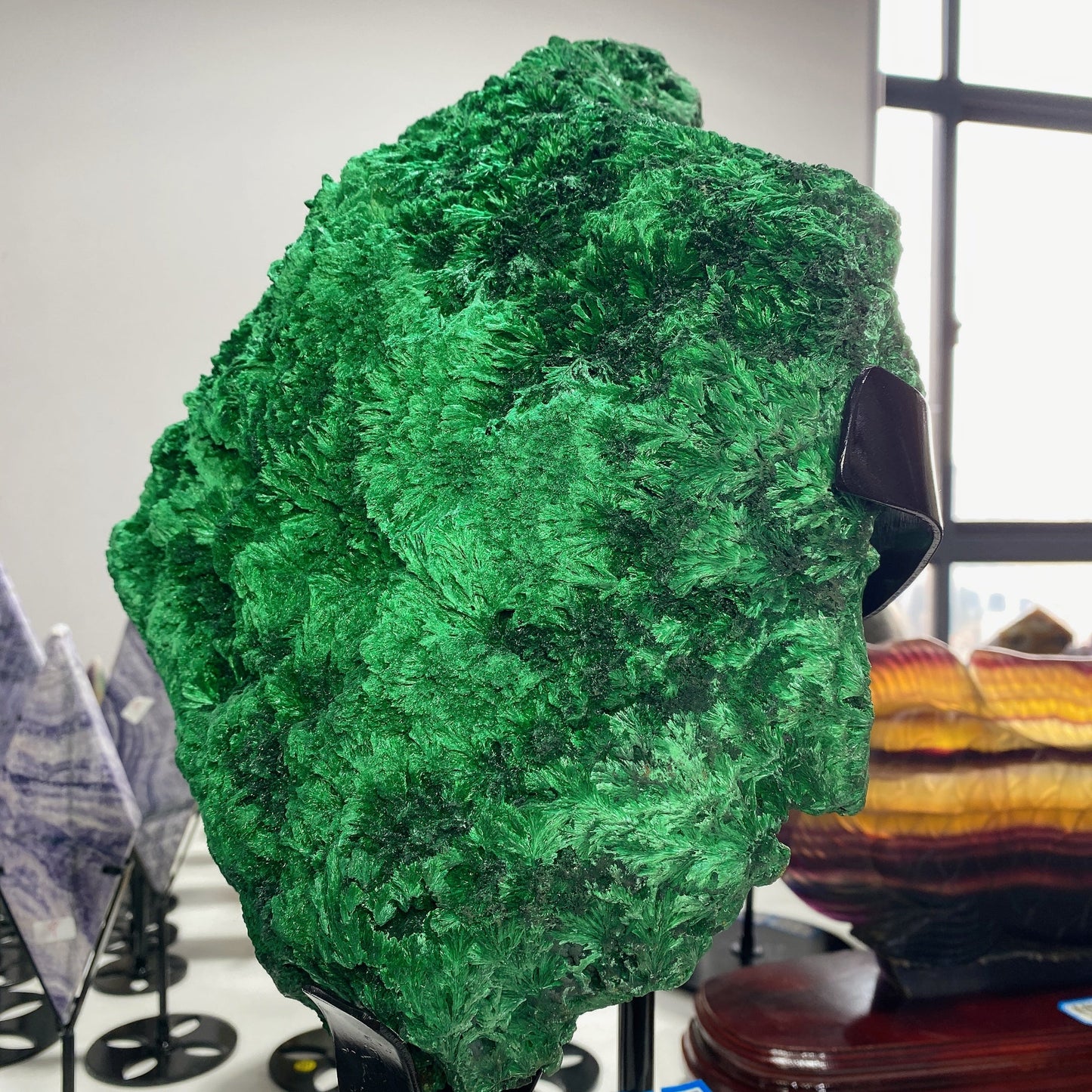 42cm Large Unique Raw Malachite Specimen with Stand Crystal Healing