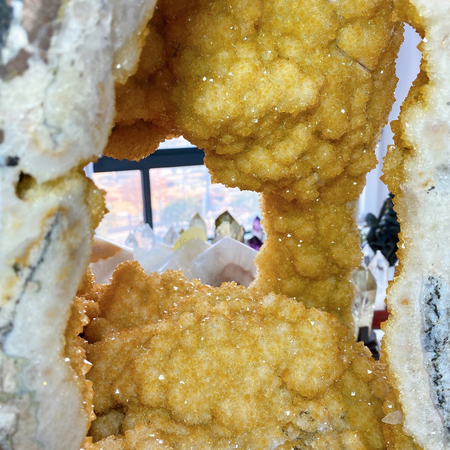 62cm Large Unique Full Clusters Citrine Geode with Three-sides Window Specimen Crystal Healing