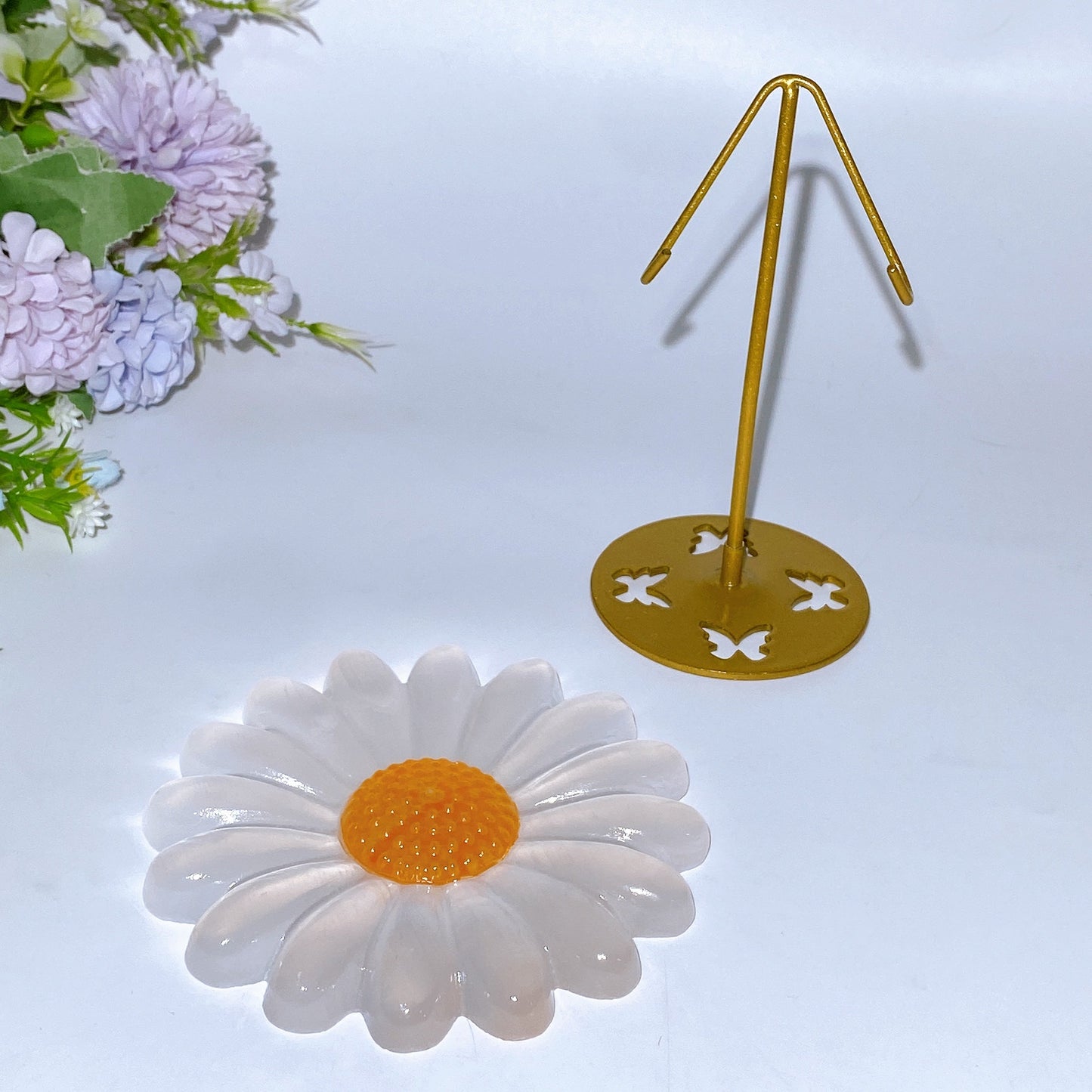 4.7" Selenite Flower Carving with Stand Crystal Healing Bulk Wholesale