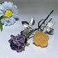 19cm Silver Stem Mixed Crystal Double Flowers Carvings Crystal Healing Bulk Wholesale