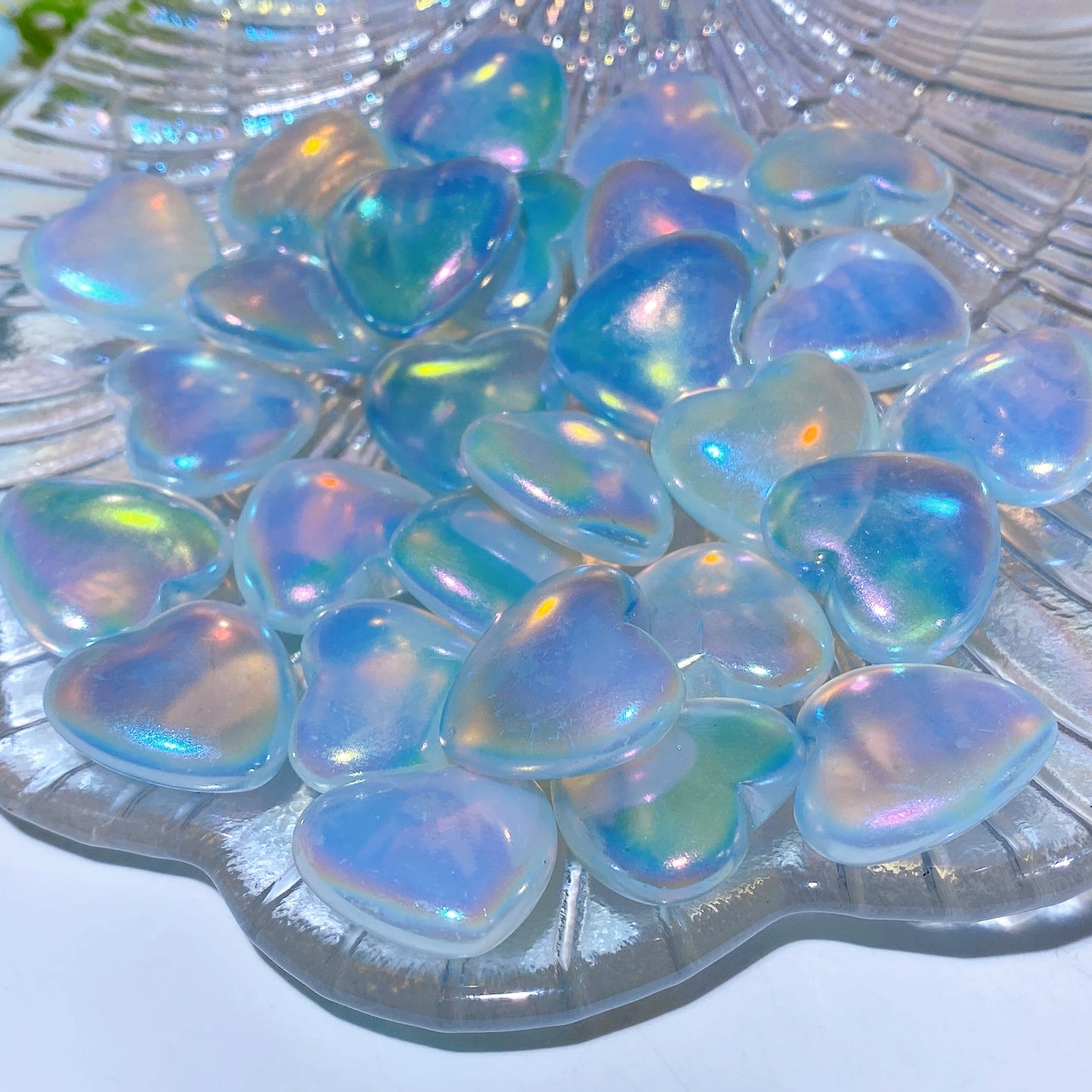18mm Aura Opalite Heart Carving Crystal Healing Bulk Wholesale