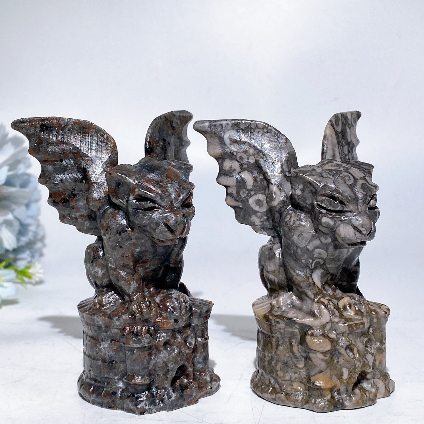 10cm Yooperlite Fossil Stone Gargoyle Carving Crystal Healing Bulk Wholesale