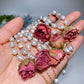 28cm Natrual Water Pearl with Natural Rose Necklace Crystal Healing Bulk Wholesale