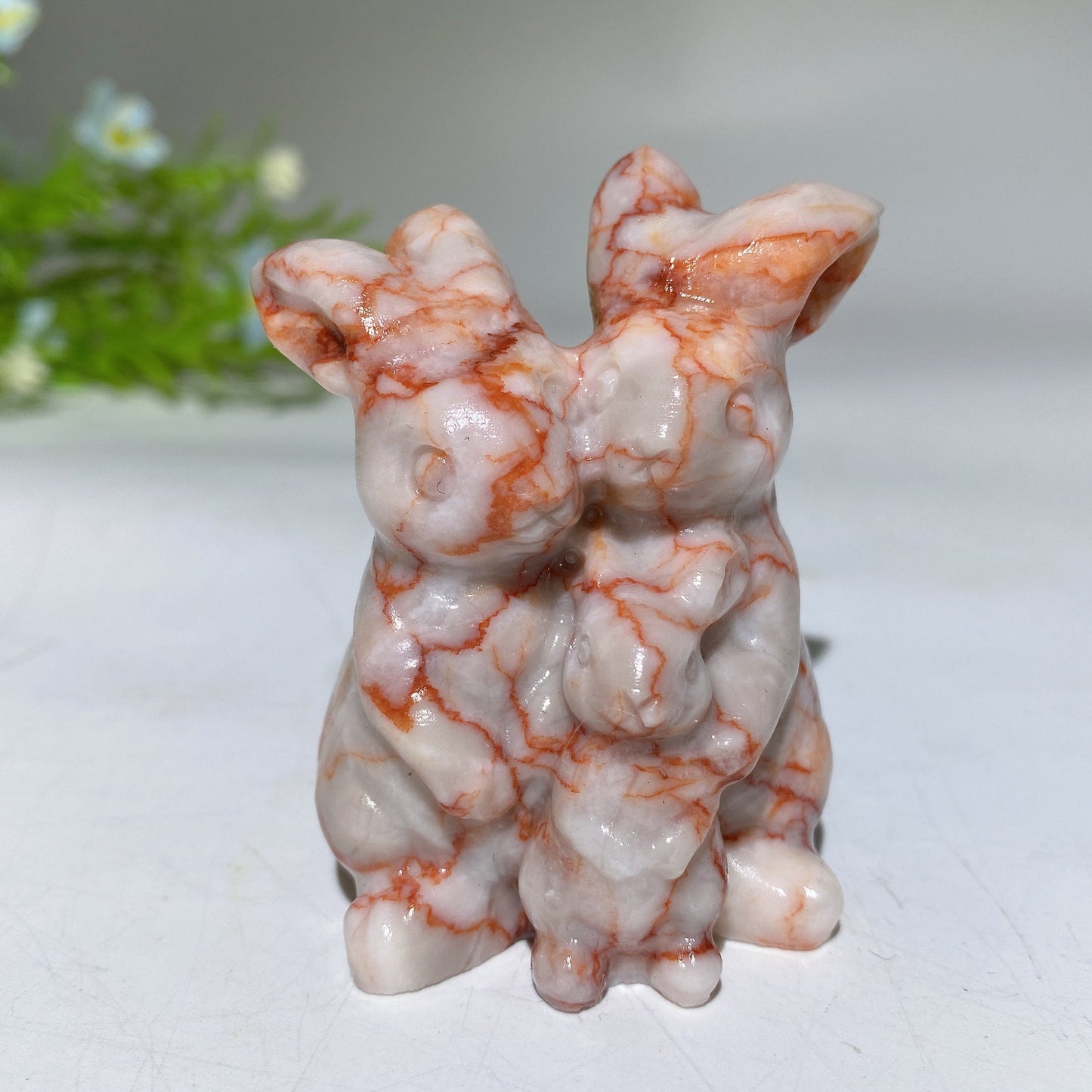 2.4" Crystal Rabbit Family Carvings Crystal Healing Bulk Wholesale