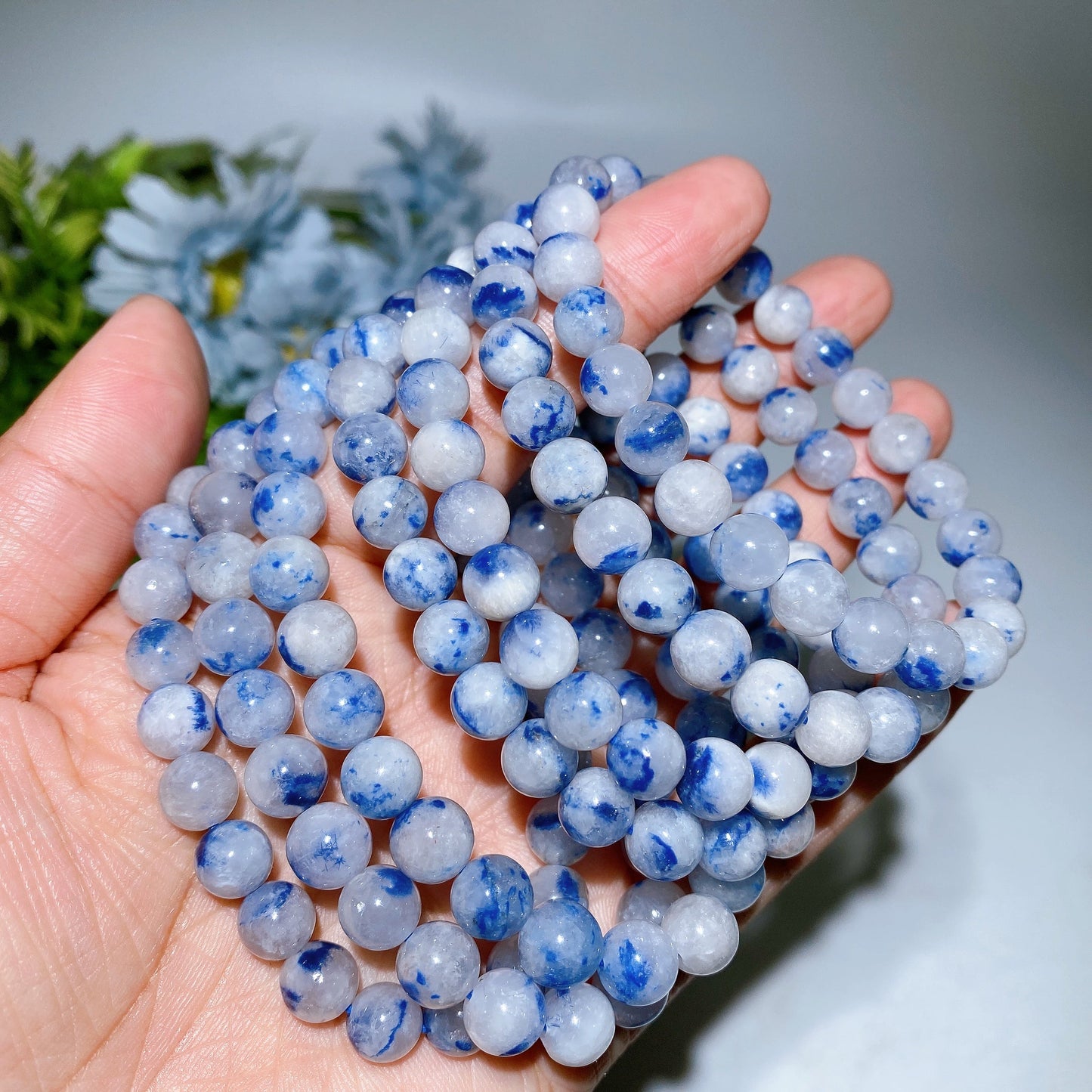 8-9mm Natural Demortierite Bracelet Crystal Healing Bulk Wholesale