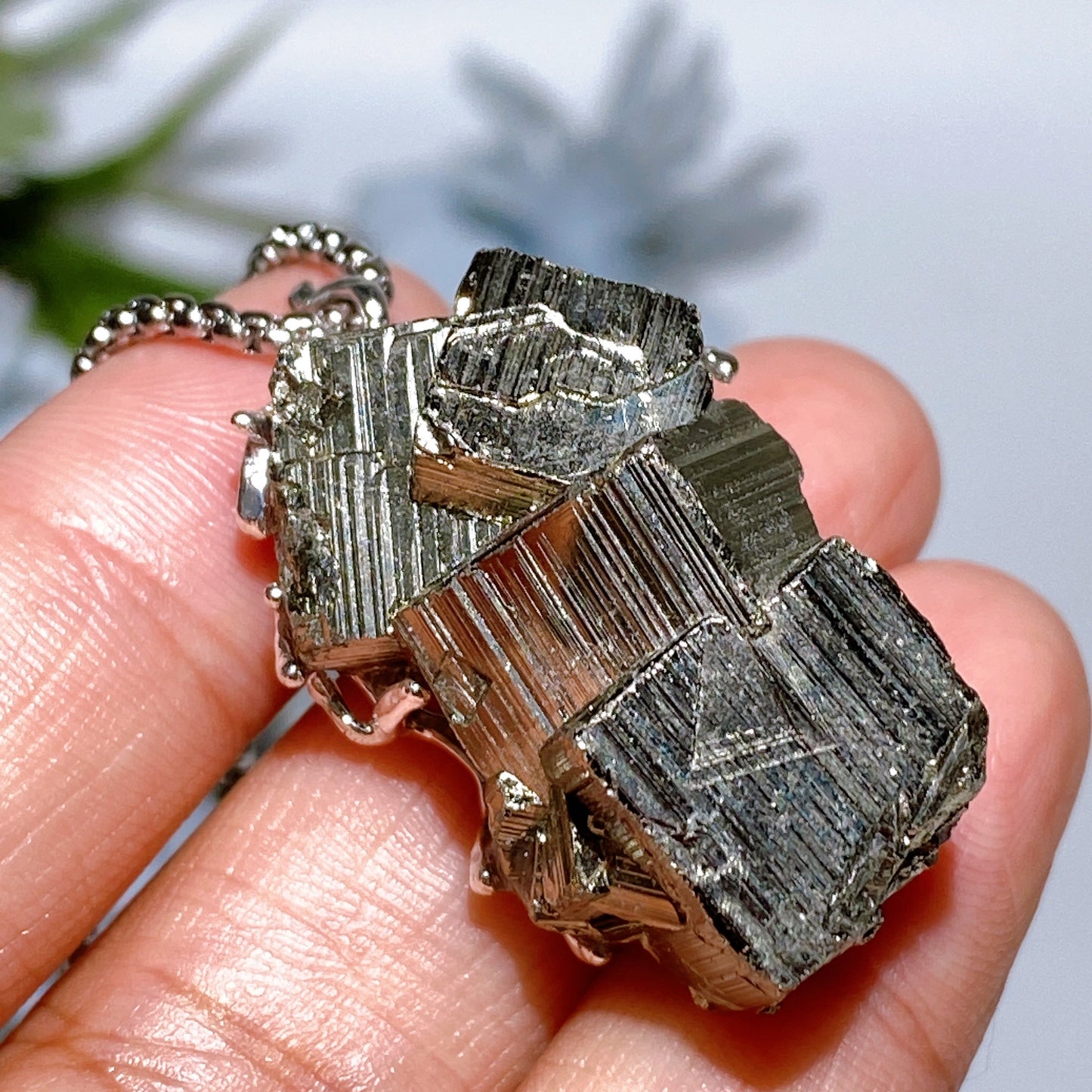 Raw Pyrite Pendant with Chain Necklace Crystal Healing Bulk Wholesale
