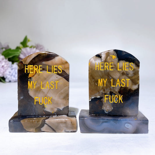 2.6" UV Reactive Volcanic Agate Headstone Carving Crystal Healing Bulk Wholesale