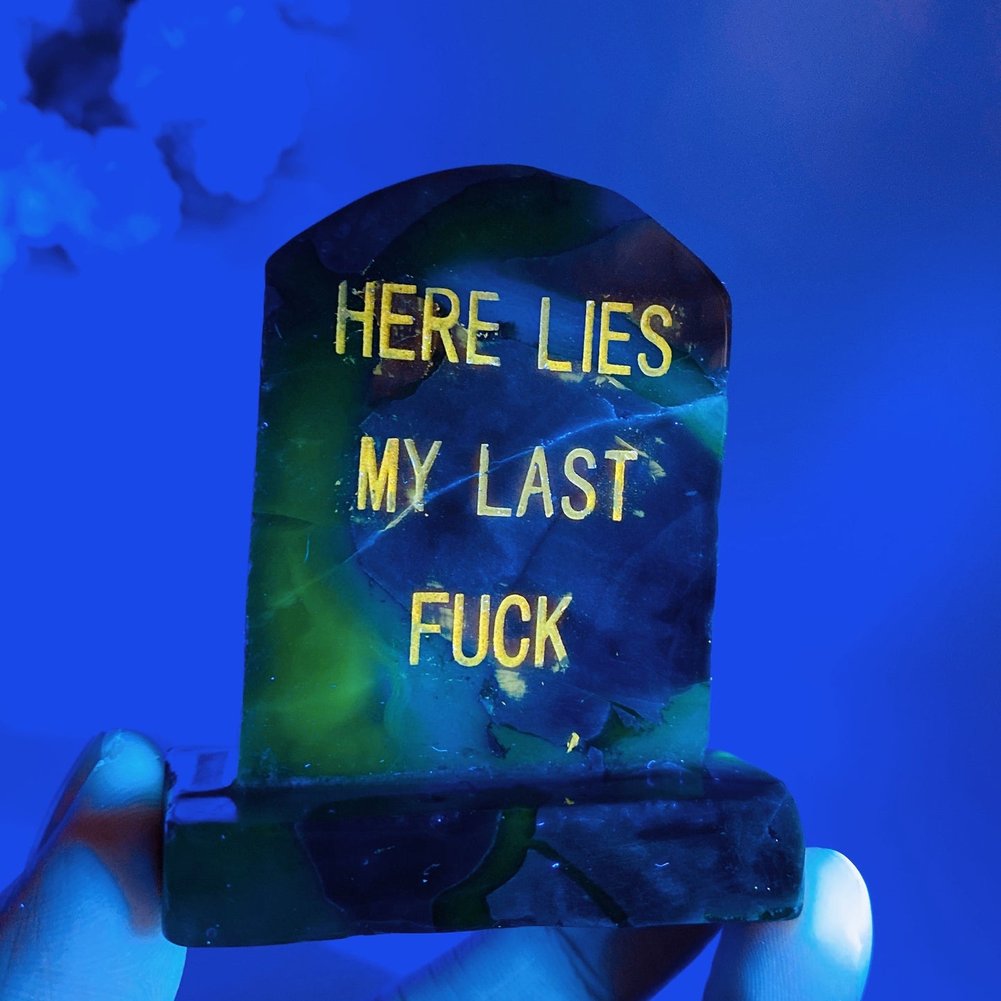 2.6" UV Reactive Volcanic Agate Headstone Carving Crystal Healing Bulk Wholesale