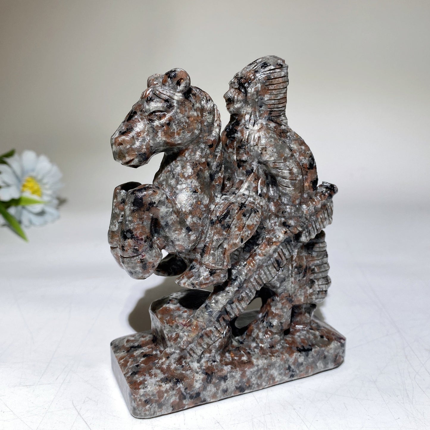 4.9" Yooperlite Green Dot Jade Horse Indian Carving Crystal Healing Bulk Wholesale
