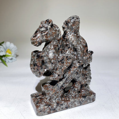 4.9" Yooperlite Green Dot Jade Horse Indian Carving Crystal Healing Bulk Wholesale