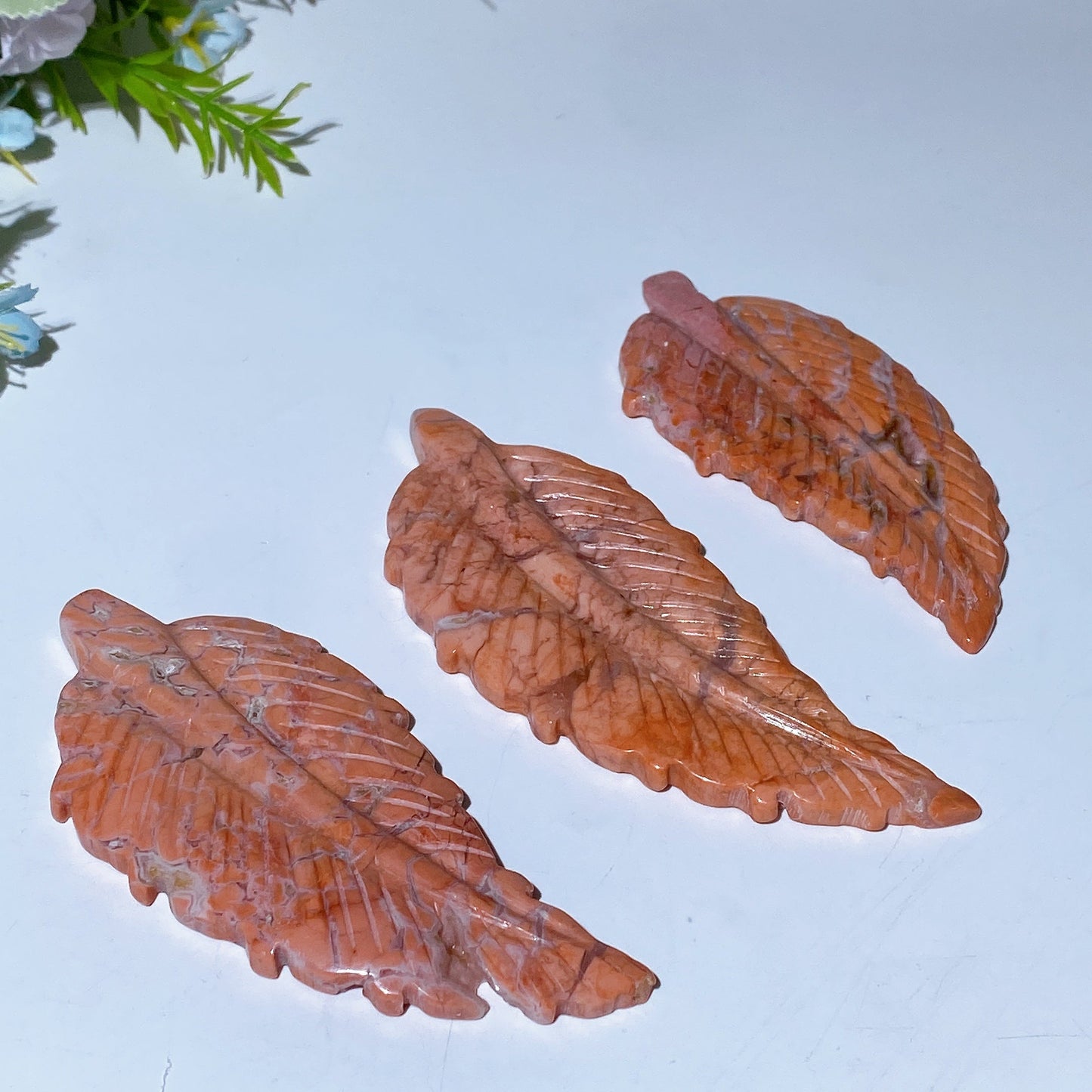 4.0"-4.5" Cotton Candy Agate Feather Carving Crystal Healing Bulk Wholesale