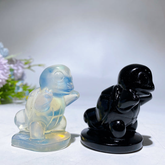 2.2" Opalite Black Obsidian Squirtle Carving Crystal Healing Bulk Wholesale