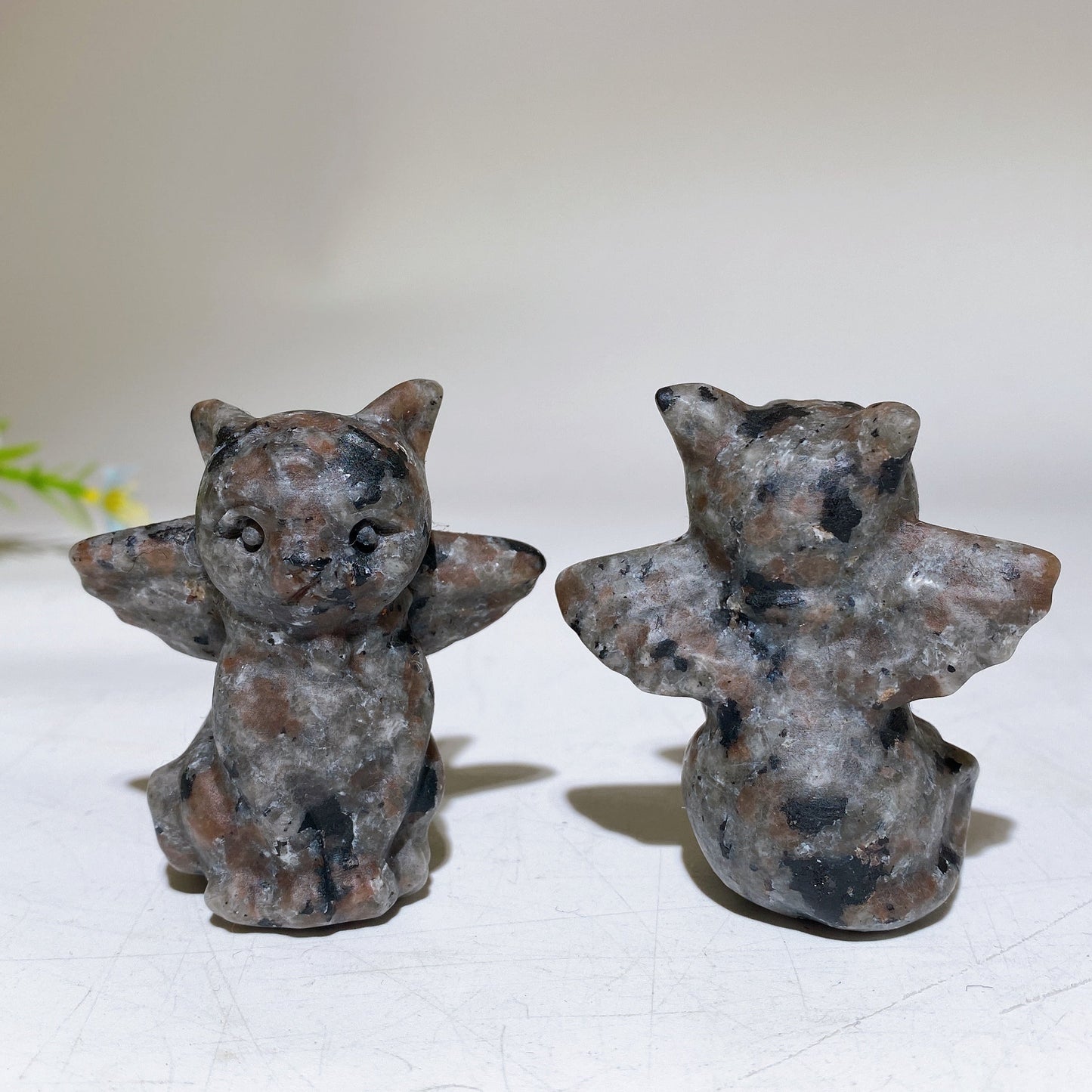 2.1" Black Obsidian Yooperlite Cat with Wings Crystal Carving Crystal Healing Bulk Wholesale
