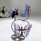 Rainbow Fluorite Moon Star Butterfly Wings Carving with Stand Crystal Healing Bulk Wholesale