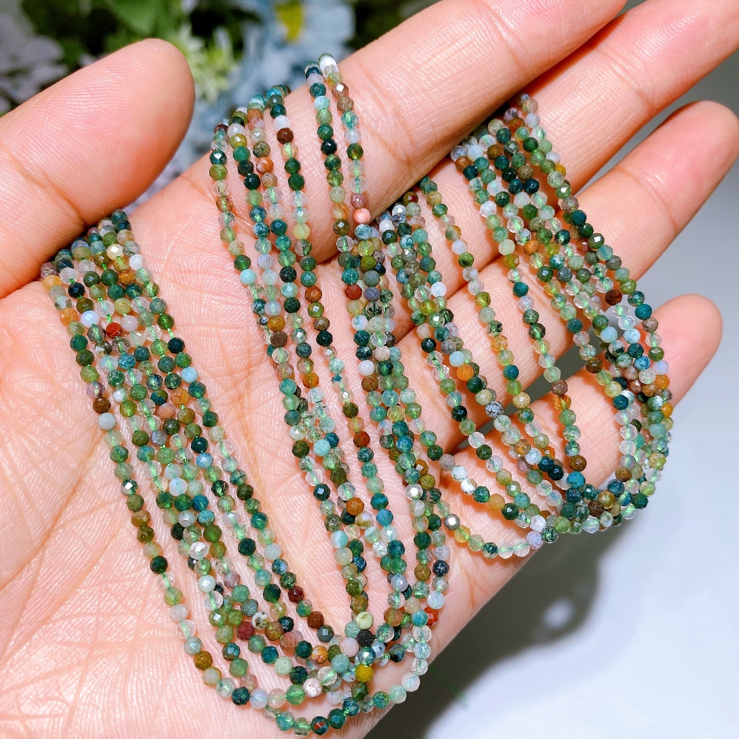 2mm Faceted Crystal Beads String Crystal Healing Bulk Wholesale