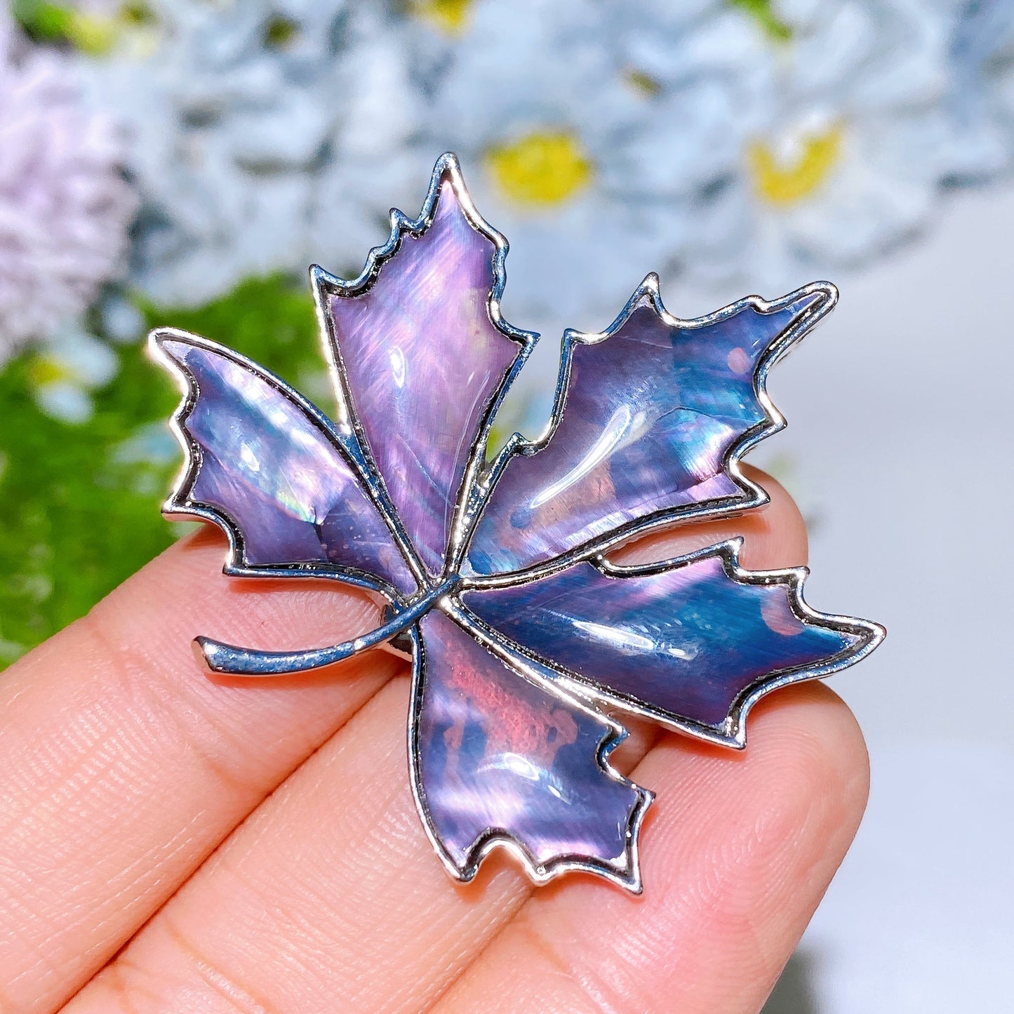 Abalone Shell Maple Leaf Shape Brooch Crystal Healing Bulk Wholesale