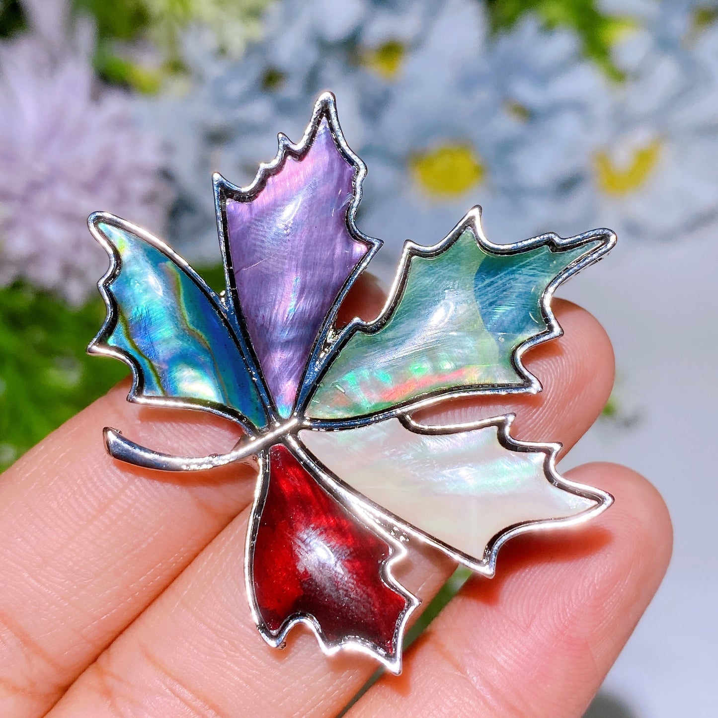 Abalone Shell Maple Leaf Shape Brooch Crystal Healing Bulk Wholesale
