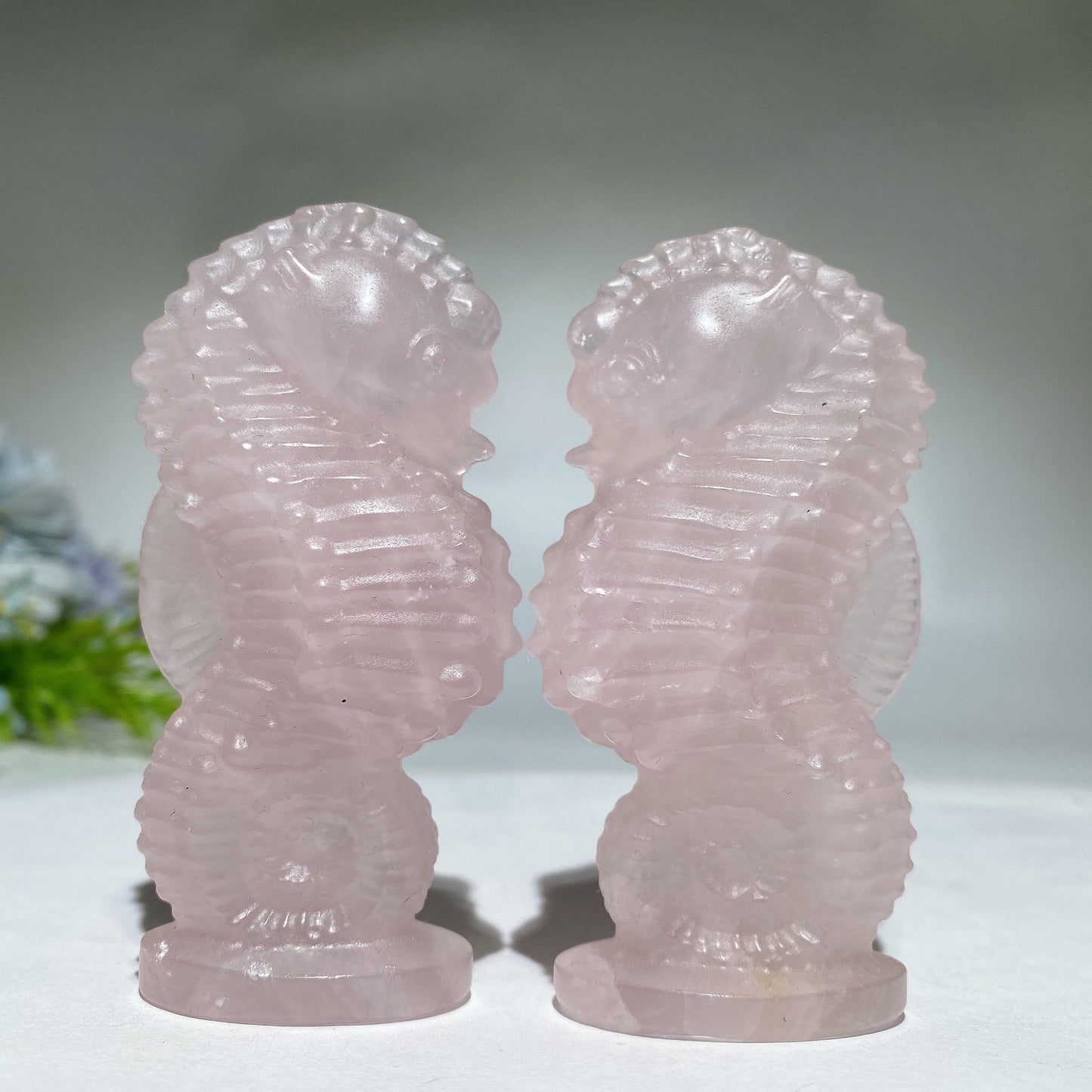 3.2" Rose Quartz Hippocampus Carving Valentine's Day Gift Crystal Healing Bulk Wholesale