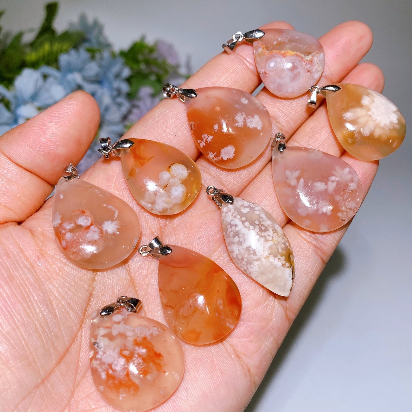 Flower Agate Pendant Crystal Healing Bulk Wholesale