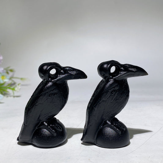 2.4" Black Obsidian Raven Carving Crystal Healing Bulk Wholesale