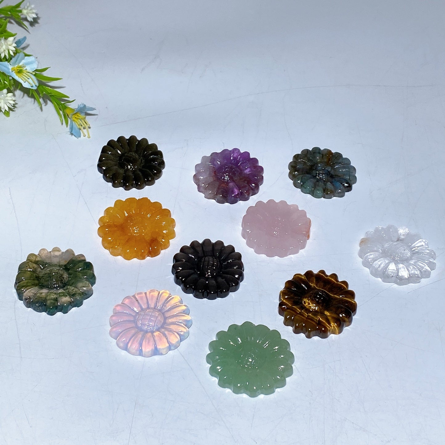 1.3" Crystal Sunflower Carving Crystal Healing Bulk Wholesale
