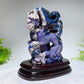 22cm Unique Blue Flower Agate Dragon Carving with Stand Crystal Healing Bulk Wholesale