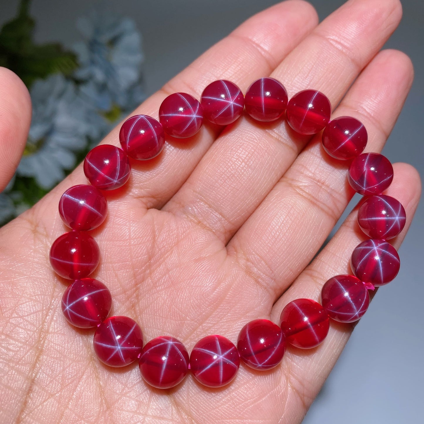 6mm 8mm 10mm UV Reactive Star Ruby Bracelet Crystal Healing Bulk Wholesale