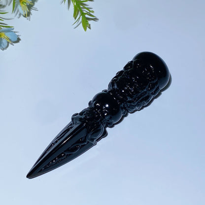 4.6"-5.9" Black Obsidian Vajra Carving Crystal Healing Bulk Wholesale