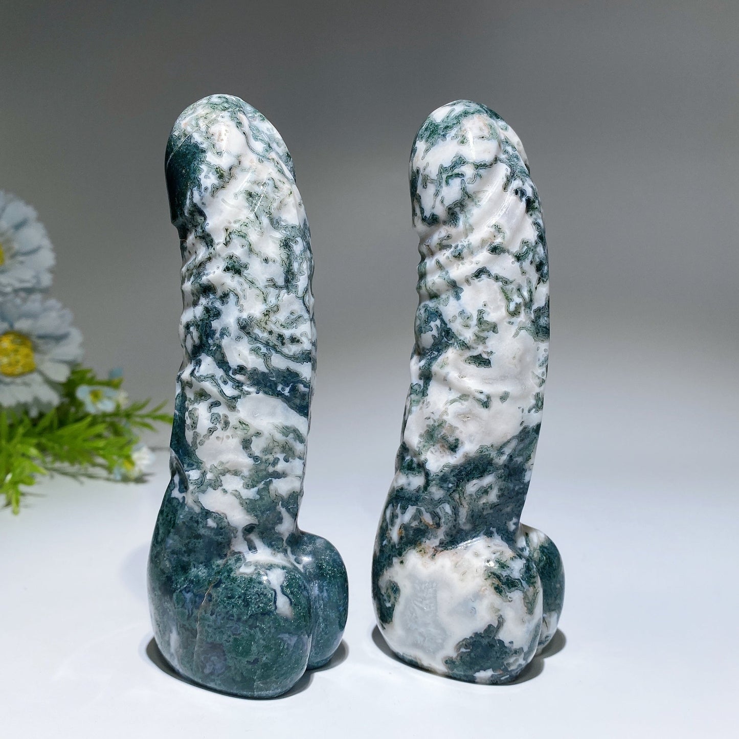 5.8" Moss Agate Ding Ding Carving Crystal Healing Bulk Wholesale