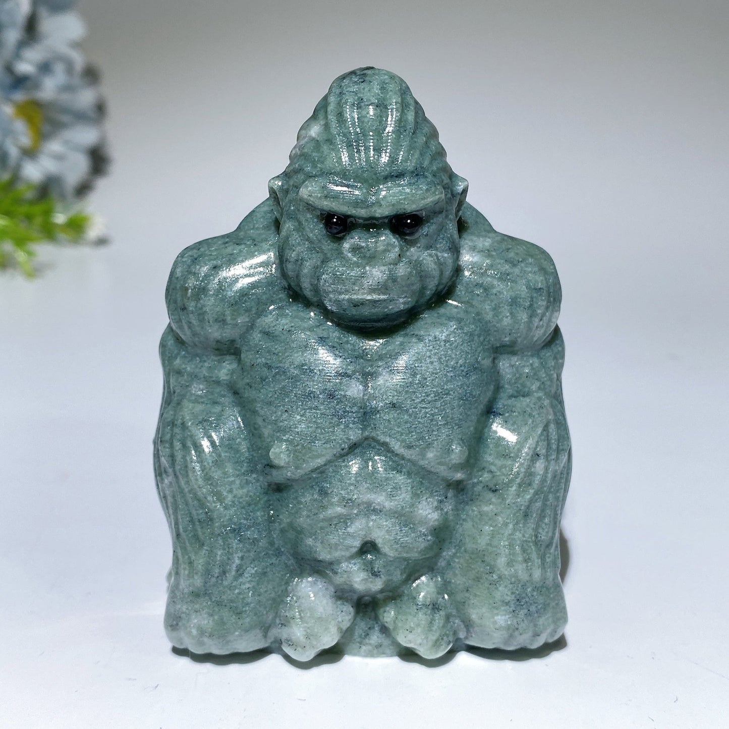 3.2" Serpentine Yellow Jade Gorilla Carving Crystal Healing Bulk Wholesale