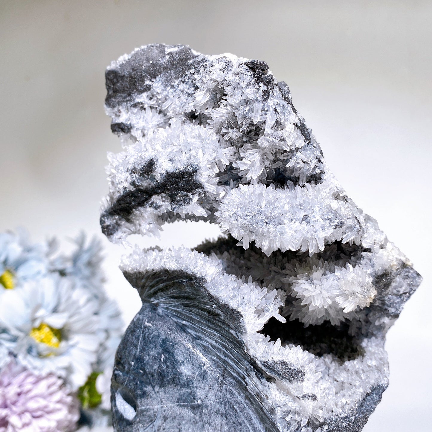 18cm Large Unique Sphelarite Grow with UV Reactive Calcite Skull Carving Crystal Healing Bulk Wholesale