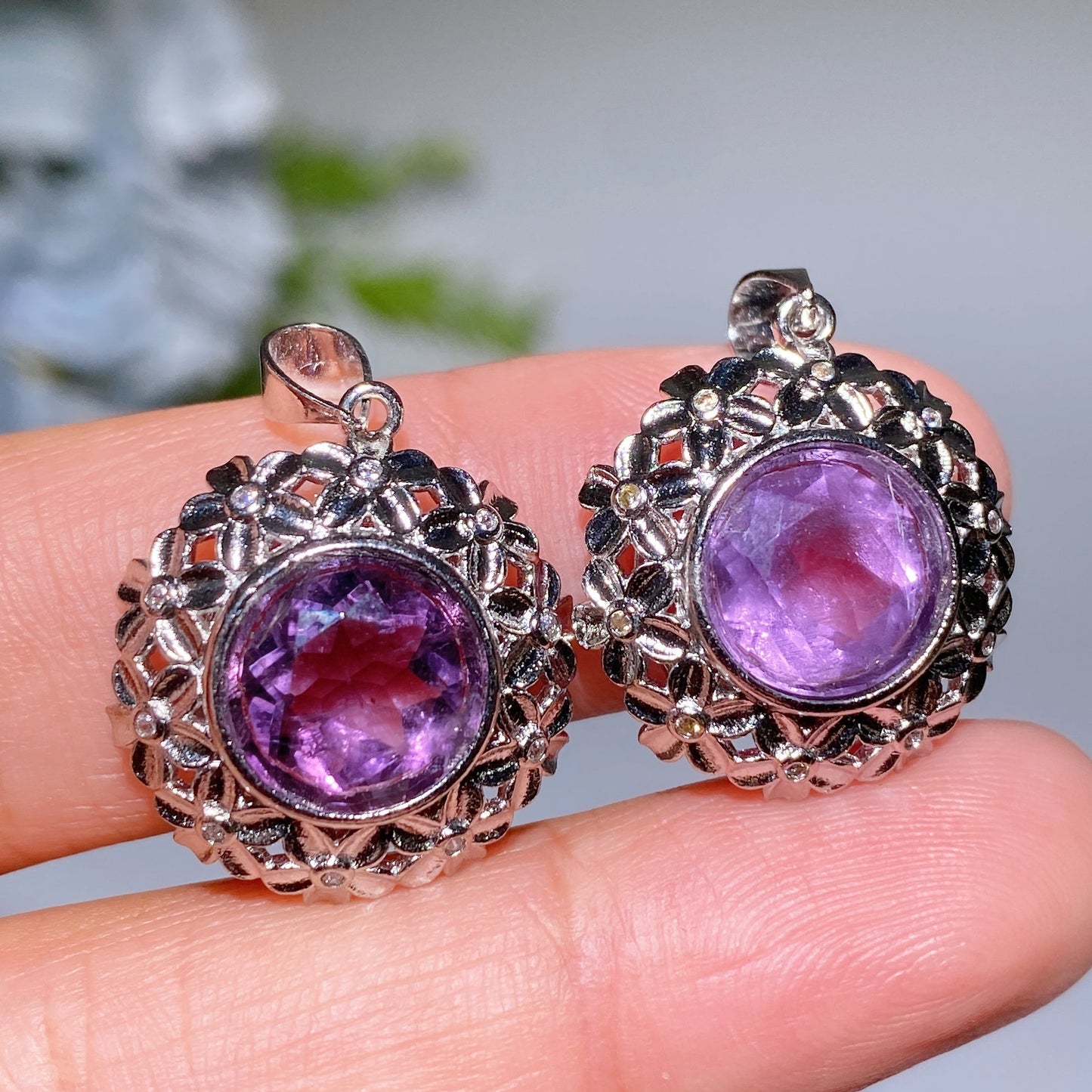 2cm Faceted Amethyst Pendant Crystal Healing Bulk Wholesale
