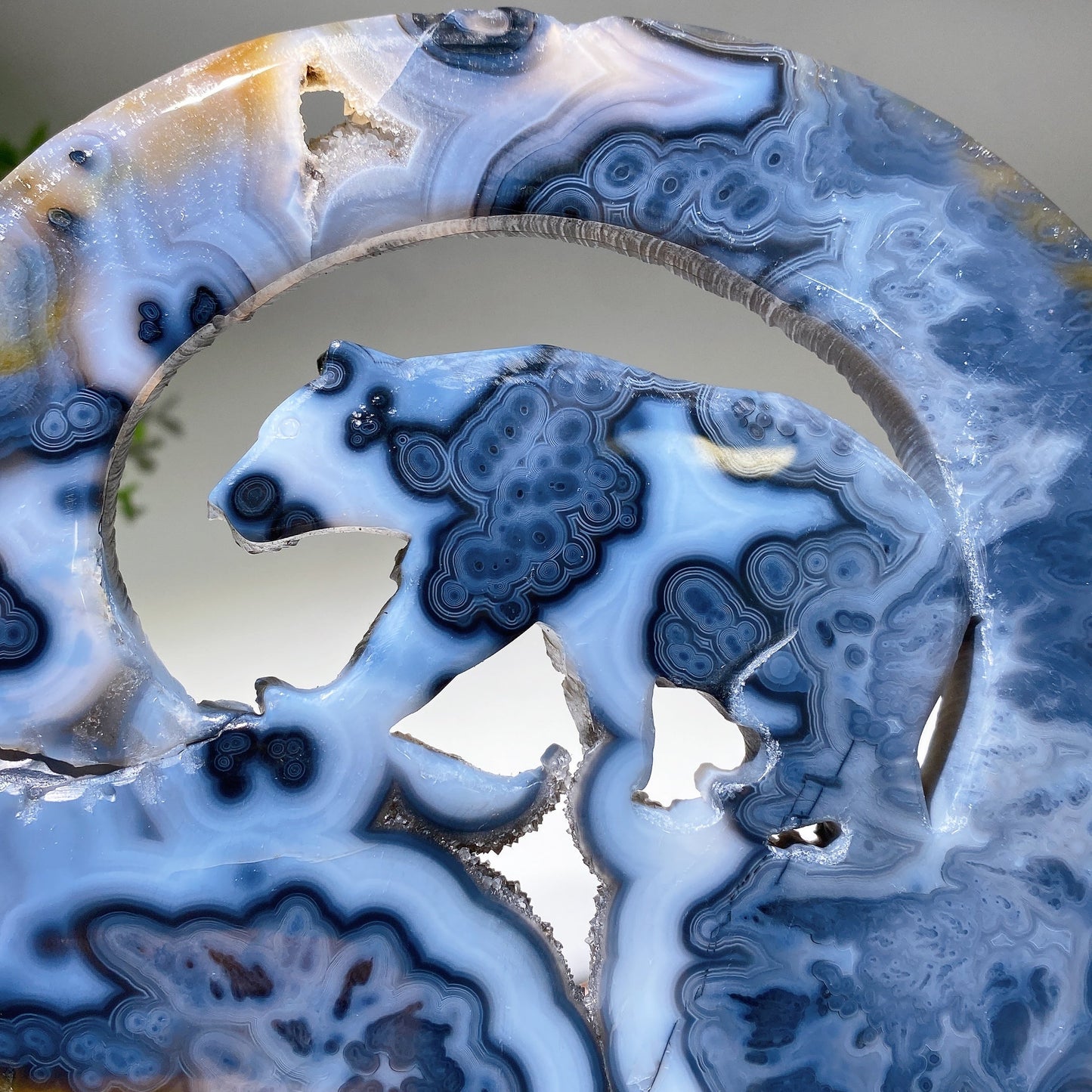 20.5cm Unique Druzy Agate Bear Carving with Stand Crystal Healing Bulk Wholesale