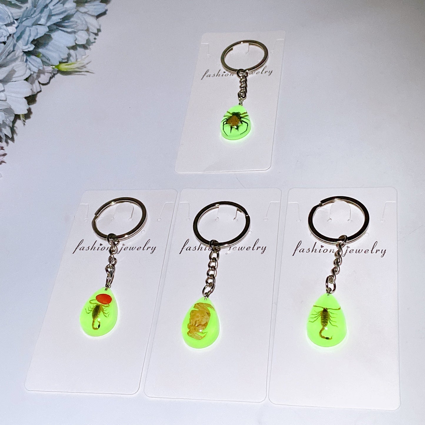 55mm Luminous Key Chain with Insect Crystal Healing Bulk Wholesale
