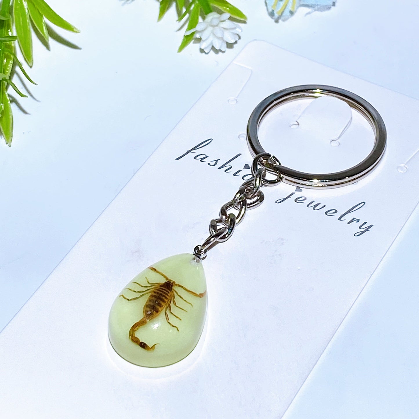 55mm Luminous Key Chain with Insect Crystal Healing Bulk Wholesale
