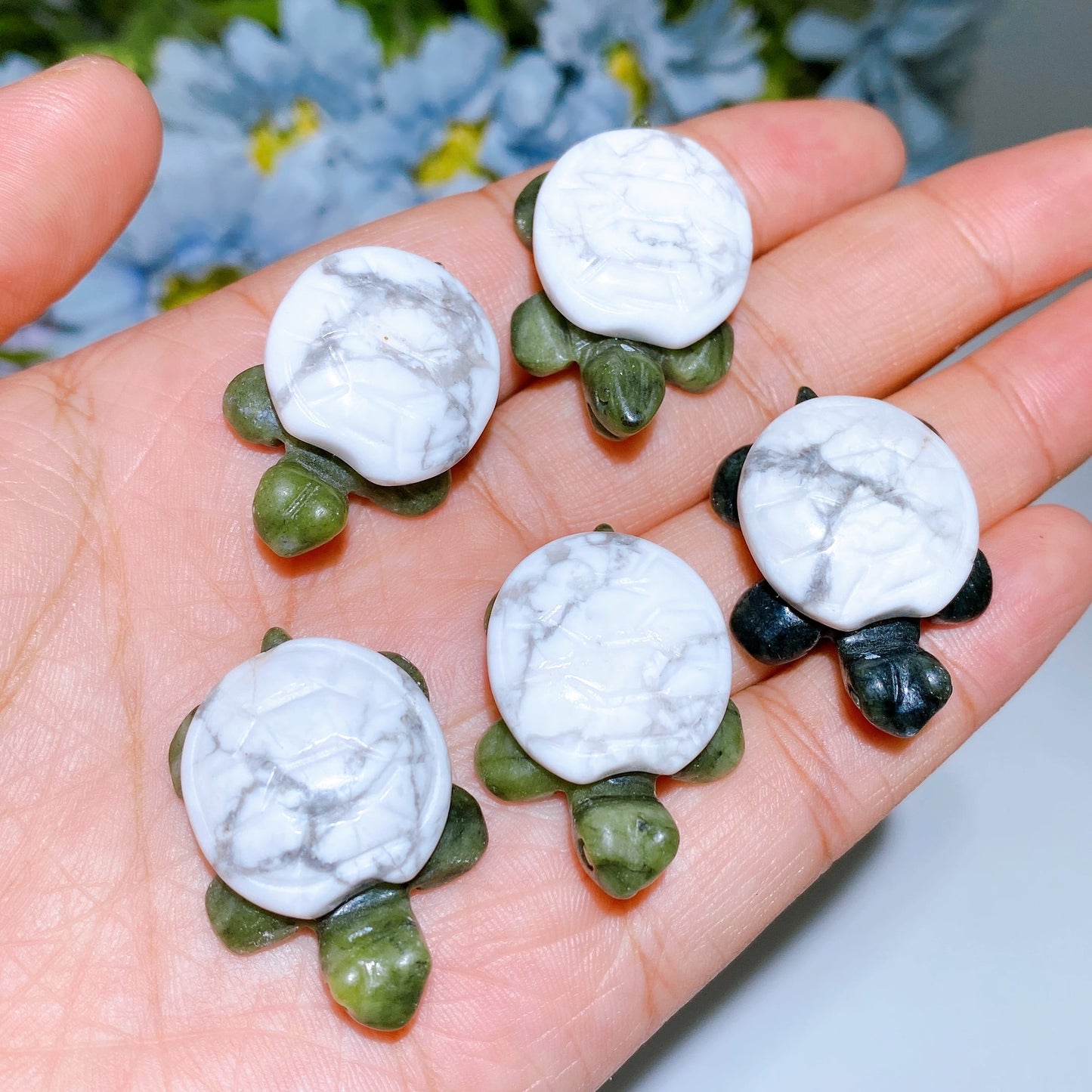 Mini Serpentine Turtle with Crystal Shell Carving Crystal Healing Bulk Wholesale