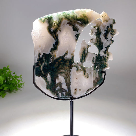 Moss Agate Nine-tails Fox with Moon Carving Crystal Healing Bulk Wholesale