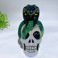 3.8" Selenite Skull with Snake Decor with Hand Painting Crystal Healing Bulk Wholesale