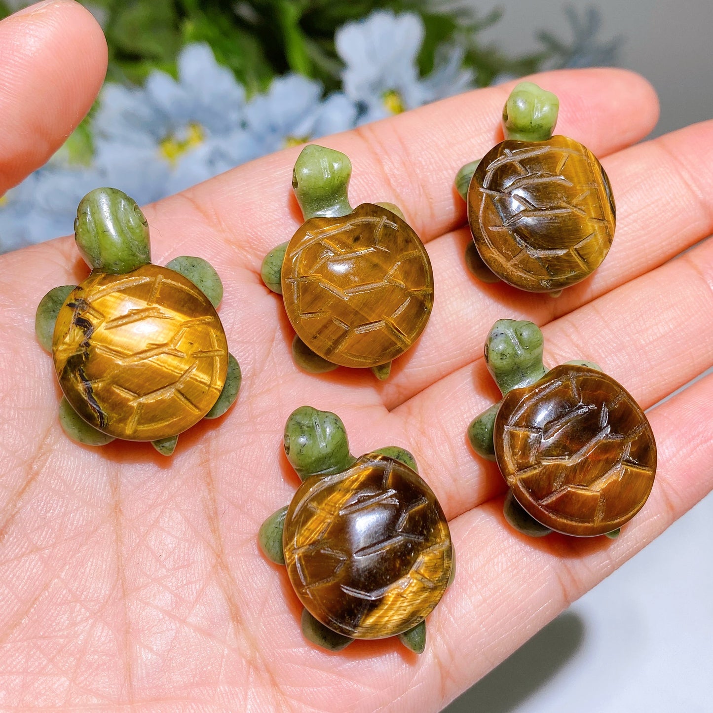 Mini Serpentine Turtle with Crystal Shell Carving Crystal Healing Bulk Wholesale