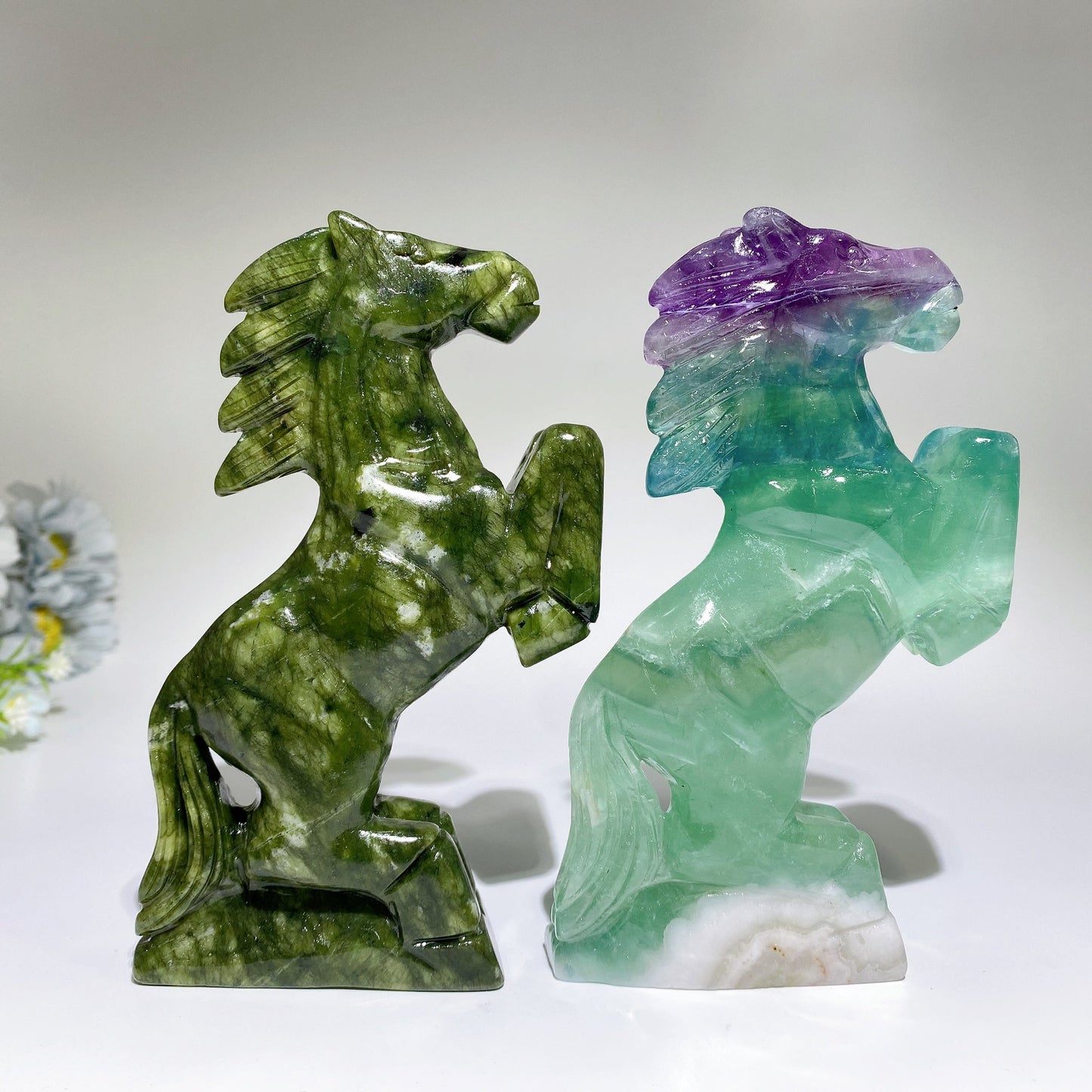 5.9" Serpentine Fluorite Horse Carving Crystal Healing Bulk Wholesale