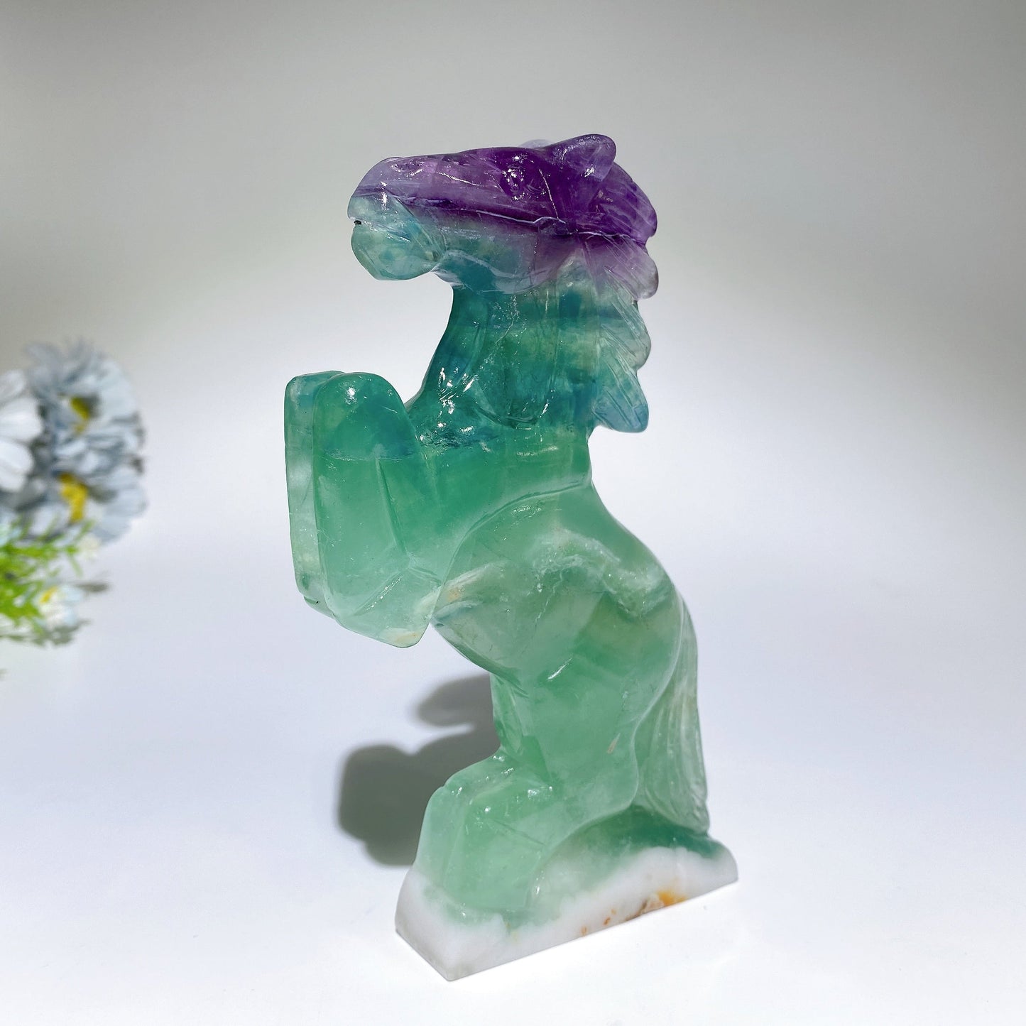 5.9" Serpentine Fluorite Horse Carving Crystal Healing Bulk Wholesale