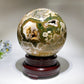 Large Unique Druzy Ocean Jasper Sphere with Wooden Stand Crystal Healing Bulk Wholesale