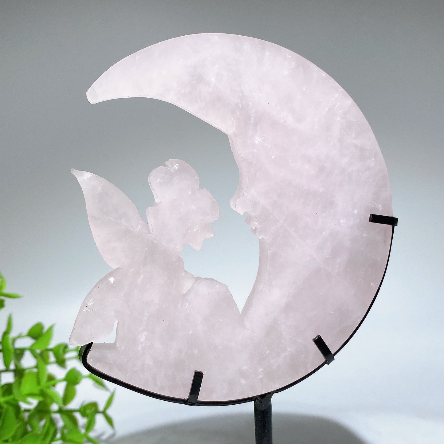 Crystal Fairy on Moon Carving with Stand Crystal Healing Bulk Wholesale