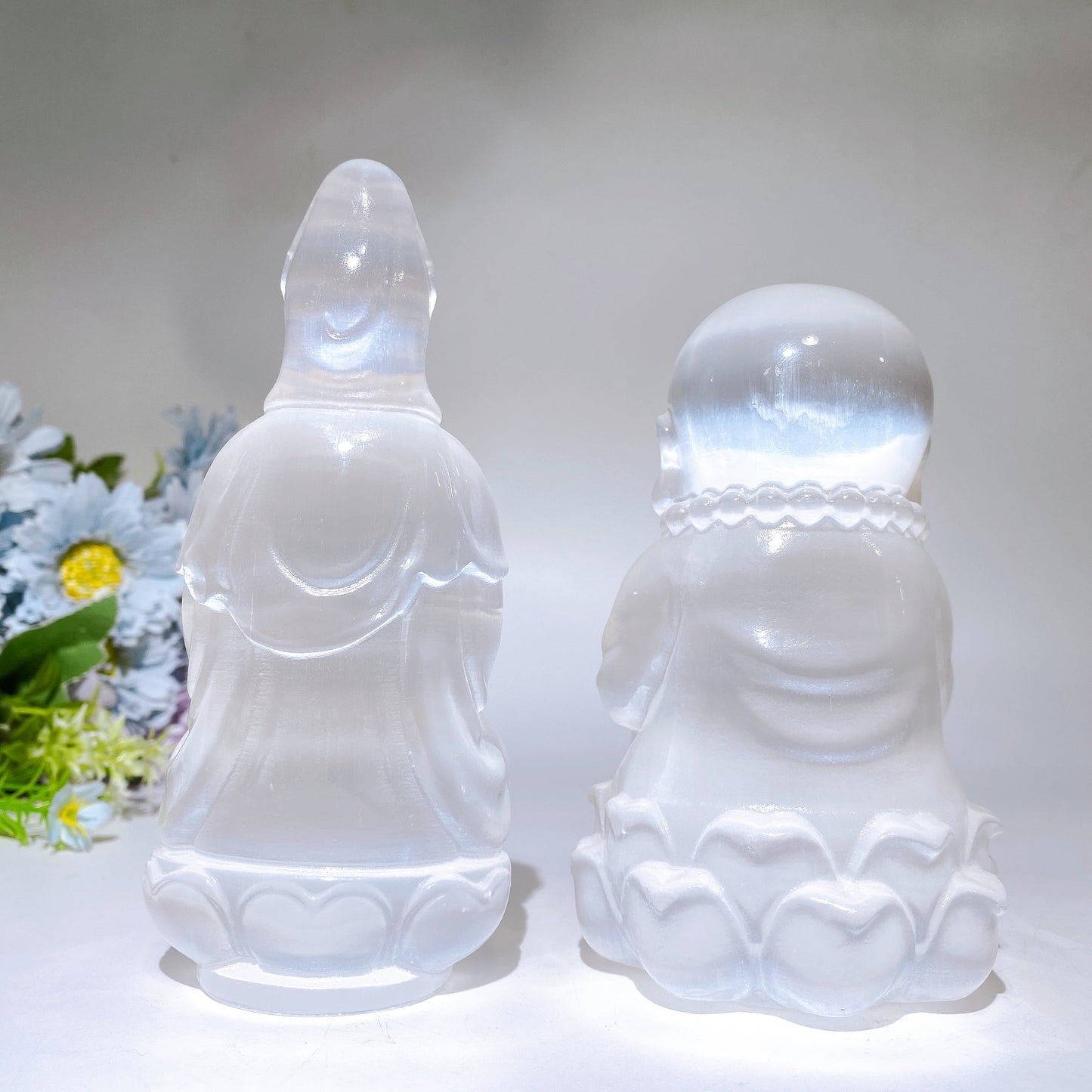 Selenite Guanyin Buddha Carving Crystal Healing Bulk Wholesale